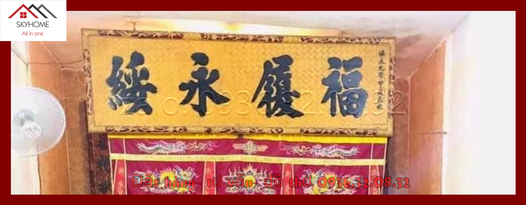 Hoành phi gỗ phòng thờ chữ Phúc lý vĩnh tuy